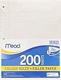 Mead #15326 200CT White Filler Paper ,pack of 6