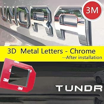 Auto safety 3D Raised Tailgate Letters for Toyota Tundra 2014 2015 2016 2017 2018 2019 Zinc Alloy Emblem Inserts (Chrome)