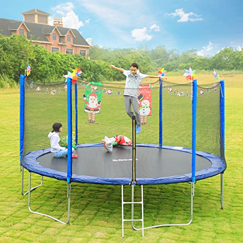 SÄKEE Trampoline with Sprinkler Safety Enclosure Net for Kids Adults 15