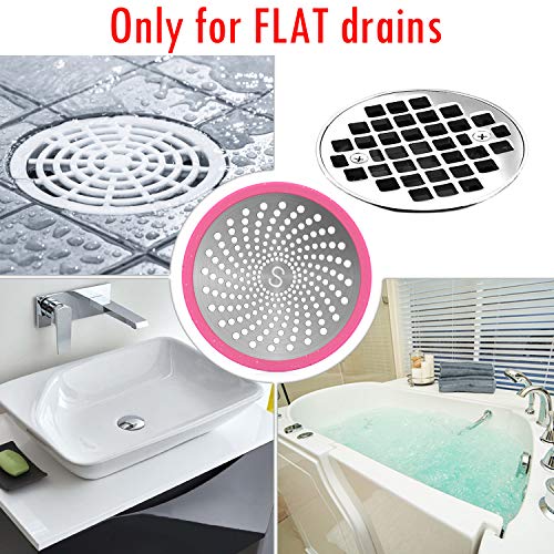 STAN BOUTIQUE Silicone Tub Stopper Bathtub Drain Plug for Bathroom, Kitchen and Laundry, Multicolor - Drain Hair Catcher Trap Cover Strainer Collector - Steel and Silicone - Universal use 2 Pieces (2)