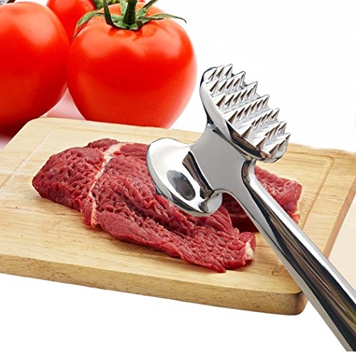 FUNRUI Heavy Duty Meat Hammer Tenderizer Metal Stainless Steel Steak Meat Pounder Mallet Double-Sided Restaurant Home Kitchen Tool, 25.8 cm