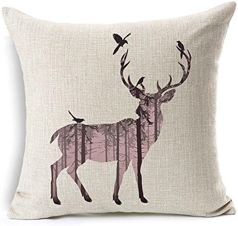 Manadlian Cushion Cover, 2017 New Christmas Linen Square Throw Flax Pillow Case Decor Cushion Pillow Cover 45*45cm (45*45cm, Beige 3)