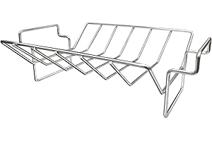 Quantfire Rib Rack and Turkey Rack for Smoking and Grilling, Stainless Steel Dual-Purpose Roasting Rack for L/XL Big Green Egg, Kamado Joe, and Other 18" Grills