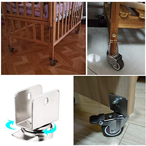 1.5" Crib Swivel Caster Wheels with UBracket,Furniture Caster Wheels