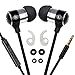 IN EAR HEADPHONES with Mic, Volume Slider & Call Button for iPod and Smartphones by Armbeats, Best Quality Stereo Sound, Noise Isolating, Tangle Free Cable, with Silicone Tips and Earphone Sport Grips