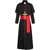 Colorful House Clergy Robe Adult Priest Costume Monk wizard for Men Exorcist Costume Halloween Outfit