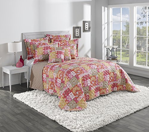 Stylemaster Home Products Kendall Printed Bedspread, Full, Coral