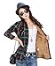 AvaCostume Womens Casual Fleece Winter Plaid Slim Shirt Blouse