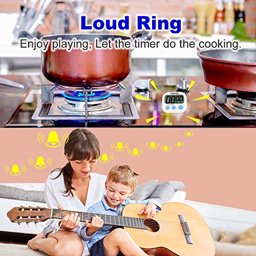 2 Pack Digital Kitchen Timer, Upgraded Cooking Timer, Big Digits Loud Alarm Magnetic Backing, Stand, Large LCD Display (White, Battery Included)