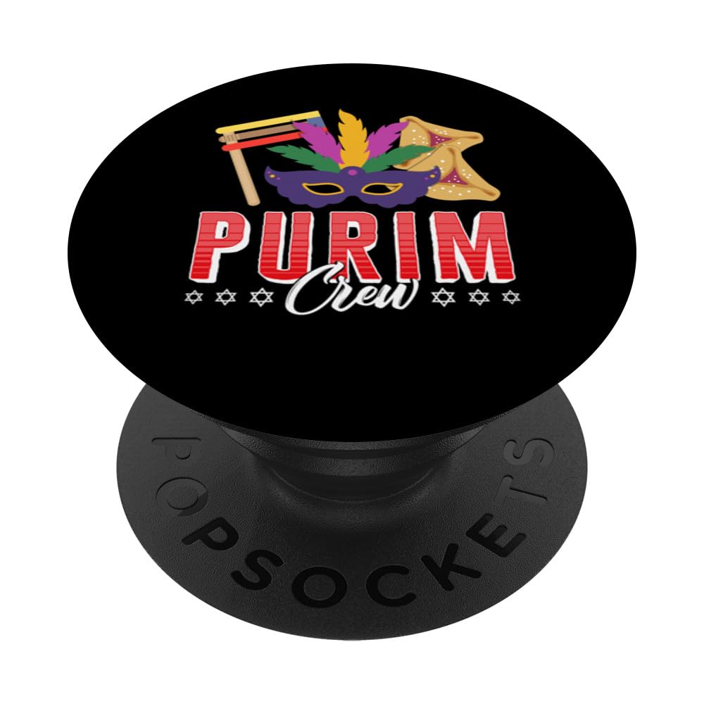 Happy Purim Crew Gragger Hamantaschen Masquerade Mask Tee, J PopSockets Swappable PopGrip