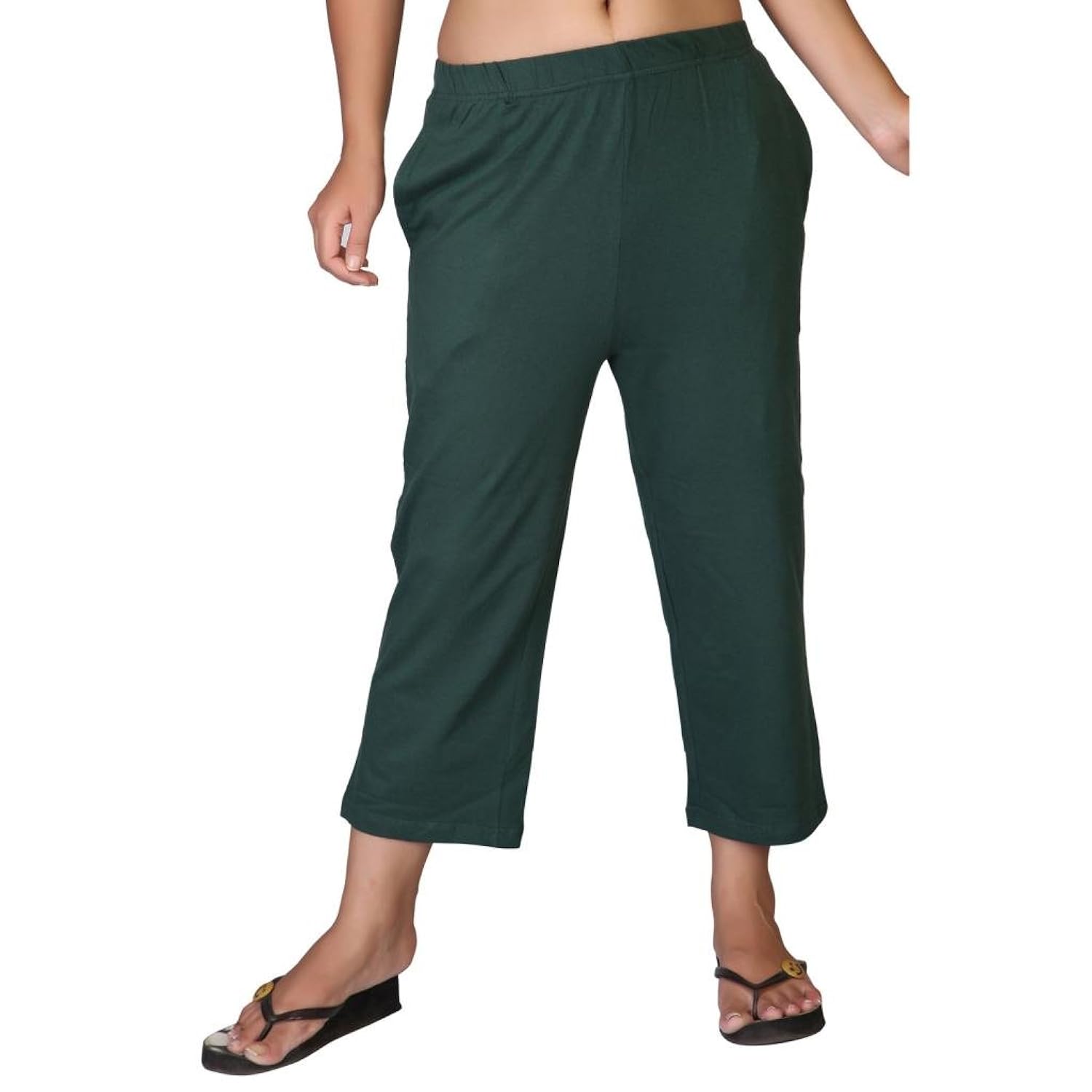 clifton women's solid capri - bottle green