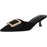 ZJGZF Mesh Kitten Heels Mules for Women Closed Pointed Toe Slip on Backless Stiletto Slingback Low Heels Comfort Pumps Shoes