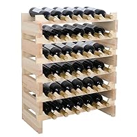 Smartxchoices 36 Bottle Stackable Modular Wine Rack Sturdy Wooden Small  Wine Storage Stand Shelves Wine Holder Display Shelf, Wobble-Free (36 Bottle)