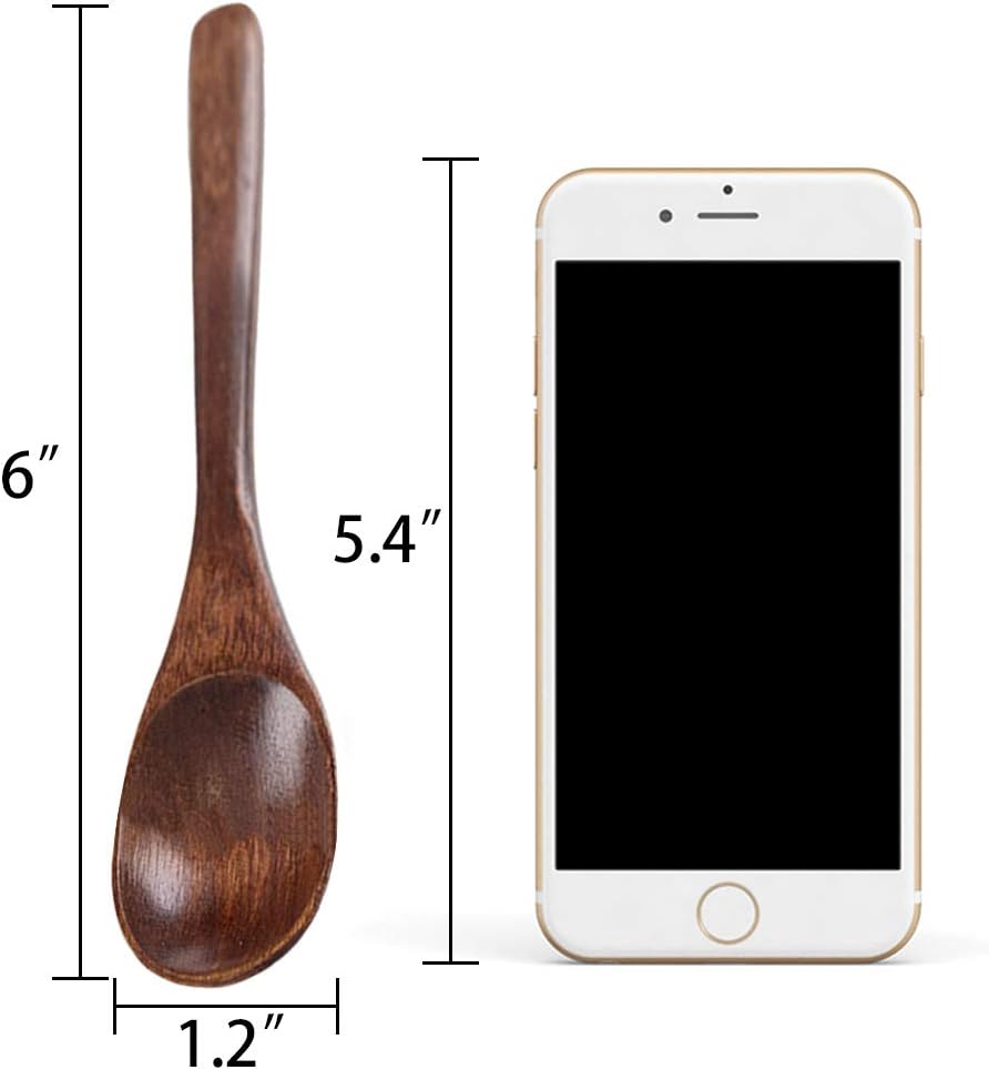 HANSGO Small Wooden Spoons, 6PCS Small Soup Spoons Serving Spoons Wooden Teaspoon for Coffee Tea Jam Bath Salts, 5": Kitchen & Dining