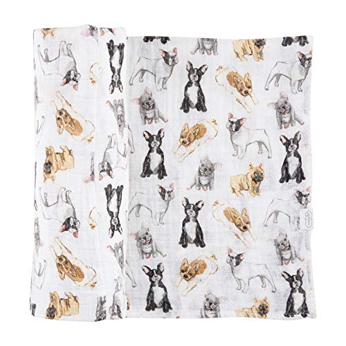 Mud Pie, French Bulldog Print Baby Swaddle Blanket, 47" x 47", Frenchie