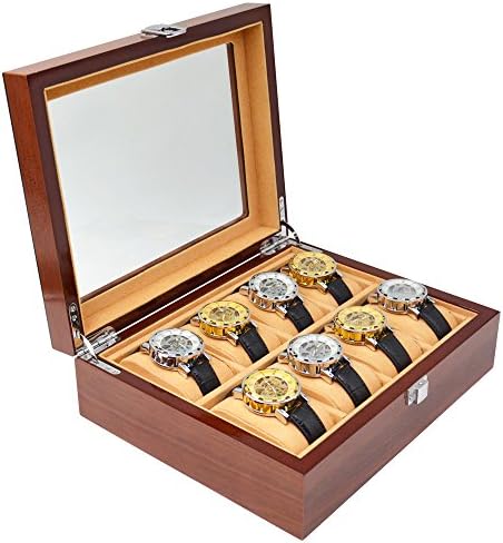Watch Cases for Men 8 Slots Wood Storage Organizer Display Box Exquisite and Durable (Eight grid)