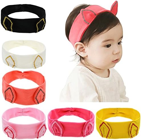 Baby Girl Multicolor Hair Hoops Headbands,Solid Bunny Ears,Bow Headbands (6 Pack)