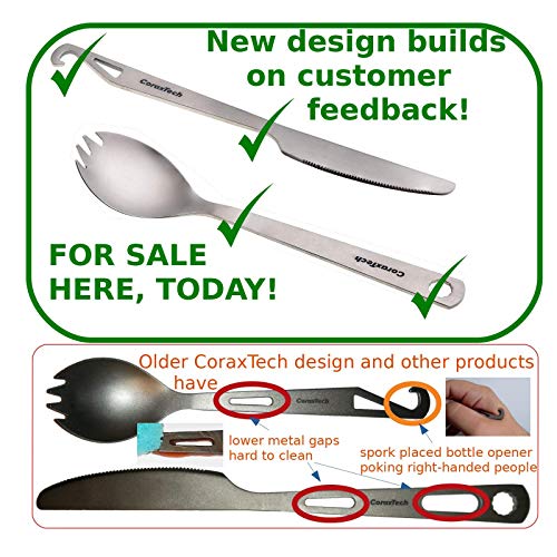 CORAXTECH Minimalist Titanium Cutlery Set Titanium Spork and Titanium