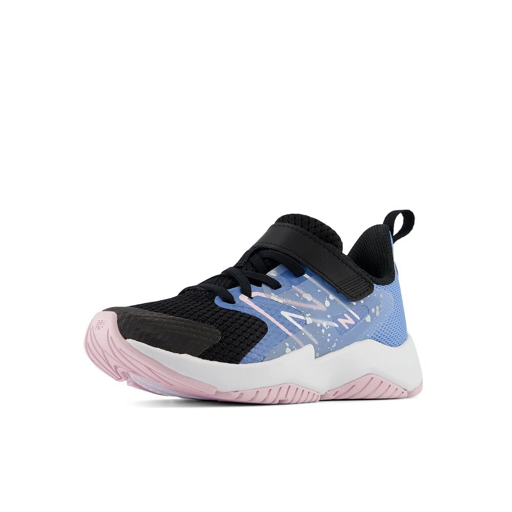 New Balance Kid's Rave Run V2 Bungee Lace with Top Strap Running Shoe, Black/Blue Laguna/Light Raspberry, 5.5 M Big Kid Image New Balance Kid's Rave Run V2 Bungee Lace with Top Strap Running Shoe, Black/Blue Laguna/Light Raspberry, 5.5 M Big Kid Image
