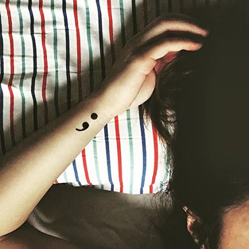 Semicolon Temporary Fake Tattoo Sticker (Set of 4) - ohmytat.com