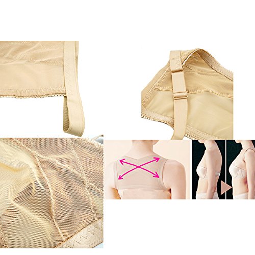 Zinnor Adjustable Shoulder Back Posture Corrector Chest Brace Wireless Support Belt Push Up Bra Vest（Nude） (Large)