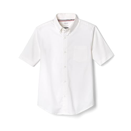French Toast Boys' Short Sleeve Oxford Dress Shirt (Standard & Husky), White, 20