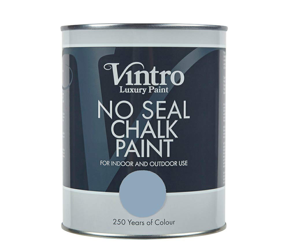 Vintro | No Seal Chalk Paint | Blue | Interior & Exterior Use | Furniture | Walls | Wood | Metal | 1 Litre (Morocco)