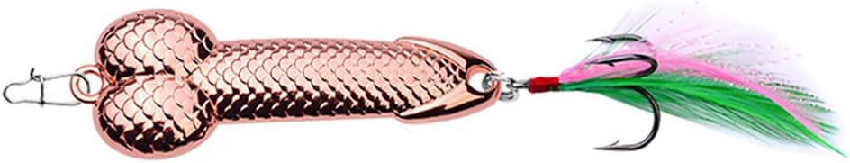 VORCOOL Fishing Lures,Fishing Tackl Metal Wobble Fish Lures Spoon Lure Feather Bait Hook for Fish 15G (Rose Gold)