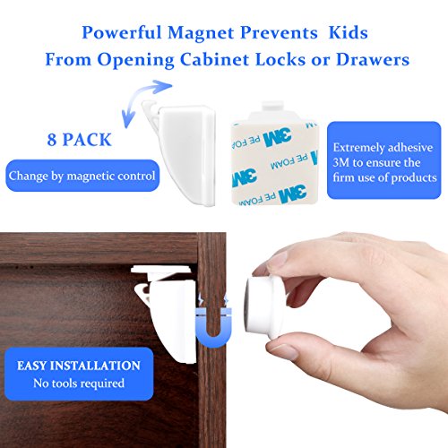 Cabinet Locks Child Safety [UPGRADED] 49Pcs Magnetic Invisible Design Baby Proofing, No Tools Drilling, Baby Proofing Cabinets For Doors, Cabinet, Drawers, Appliances, Toilet Seat, Fridge and Oven - Thumbnail 2