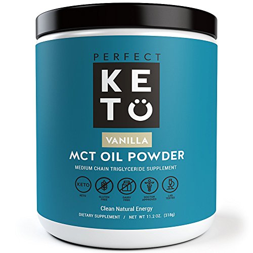 Perfect Keto Vanilla MCT Oil Powder - Ketosis Supplement to Burn Fat for Fuel Using (Medium Chain Triglycerides - Coconuts) For Ketone Energy - Paleo Natural Non Dairy Ketogenic Keto Coffee Creamer