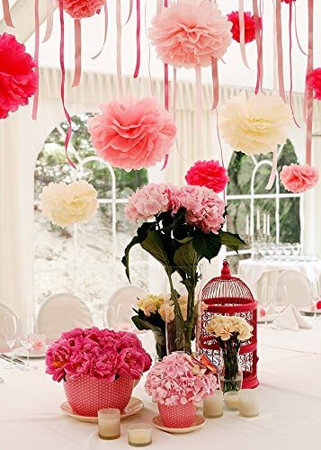 DECOPOMPOMS 12 PCS PINK tissue paper pom poms party set - handmade …