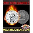 Split Coin Magic Quarter Dollar | Clone Coin | Coin Thru Bag | Magic Tricks for Close-Up Routines | Gimmicked Coin Only