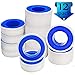 Teflon Tape Plumbers Tape - 12 Pack Thread Tape PTFE Pipe Sealant Seal Tape for Plumbers Plumbing White 3/4
