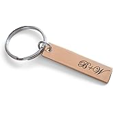 Custom Engraved Small Bronze Tag Keychain, Couples Anniversary Keychain Gift