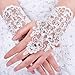 DressLove Short Lace Fingerless Rhinestone Bridal Gloves