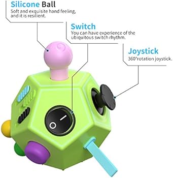 12 Sided Fidget Cube Atic Fidget Twiddle Cube Dodecagon Rubiks Cube Stress Relief Hand Toy Decompression For Add Adhd Autism Kids And Adults Green Colorful Buy Online At Best Price In Uae