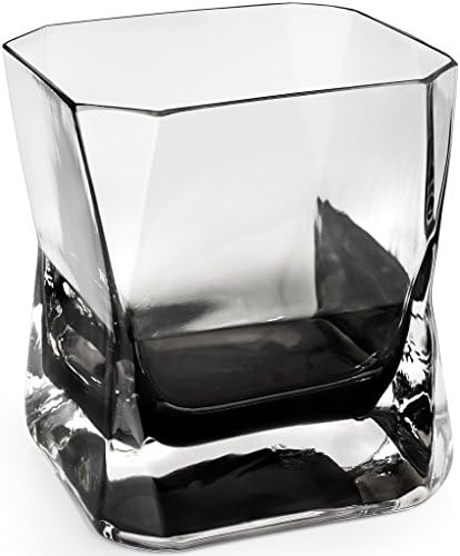 Whiskey Glasses Set of 2 in Gift Box- New Style of Old Fashioned Drink Glasses - Liquor or Bourbon Tumblers, 10.5 oz. (Black, Glass)