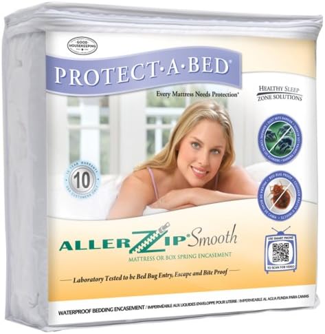 AllerZip Smooth Waterproof Bed Bug Proof Zippered Bedding Encasement, Full, (Fits 4 - 8 in. H)