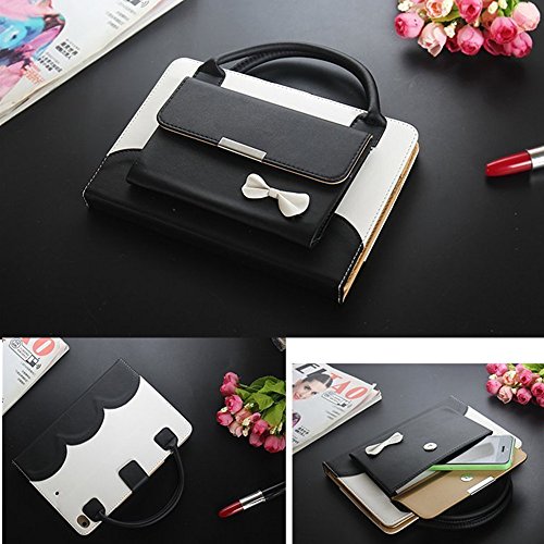 2018 iPad 6th Generation Case,elecfan PU Leather Handbag Smart Stand Case Auto Wake/Sleep Feature with Wallet File Pocket for Apple 2017&2018 iPad 9.7 - Black
