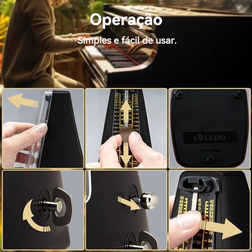 Metrônomo mecânico, Núcleo mecânico de cobre formato clássico batida precisa, vários modos de batida, adequado para piano guitarra bateria violino bateria saxofone preto Cabelo liso São Paulo Brasil