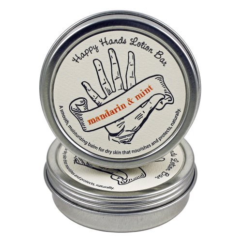 Mandarin & Mint Happy Hands Natural Beeswax She Butter Solid Lotion Bars. Essential Oils. No Preservatives. Great Gift Idea.