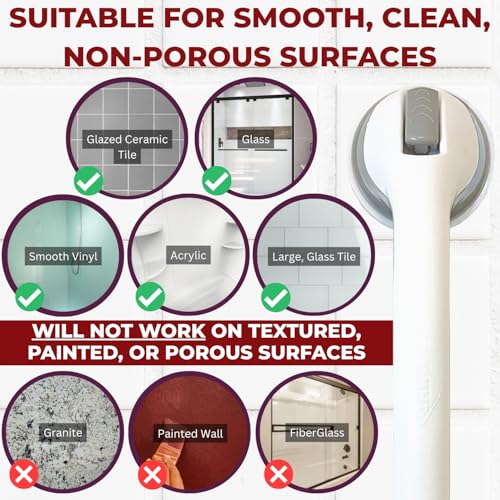 Safe-er-Grip Changing Lifestyles Suction Cup Grab Bars For Bathtubs & Showers; Safety Bathroom Assist Handle, White & Grey, 16 Inches