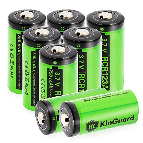 RCR123A Rechargeable Batteries KinGuard 8 batteries  3.7V 750mAh CR123A Li-ion Battery for Arlo Camera VMC3030 VMK3200 VMS3330 3430 3530 Security System Flashlight