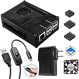 Smraza Raspberry Pi 3 B+ Case with Fan, Heatsinks, 5V 2.5A Power Supply w/On Off Switch, Case for RPi 3 B+ Model B+(Plus)