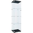 FLYMUHJIA Curio Cabinet Glass Display Case for Collectibles with Door, 4 Display Shelves Showcase, 64.2”Hx16.9''Lx 14.6''W Black