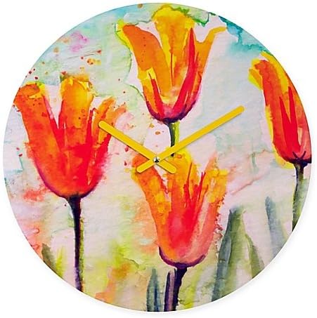 DENY Designs Ginette Fine Art Tulips Bells of Spring Round Wall Clock