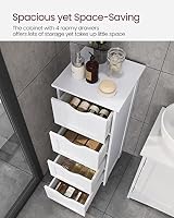 VASAGLE Bathroom Floor Storage Cabinet 4 Drawers White 30x30x82 cm LHC40W view 4