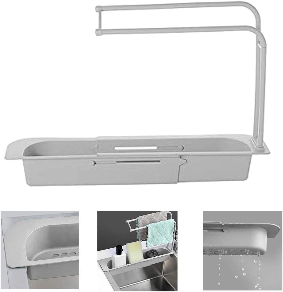 telescopic 2 in 1 sink storage rack holder