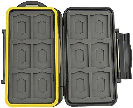 Memory Card Case Professional Water-Resistant Anti-shock Carrying Holder Storage Protector Cover for 12 SD and 12 MSD Cards (Black)