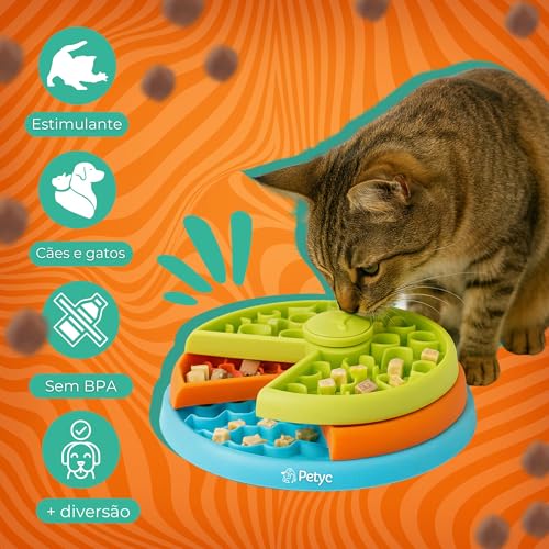 Comedouro Lento Labirinto 3 Níveis PETYC Alimentação Controlada para Pets 27x15 cm Design Inovador